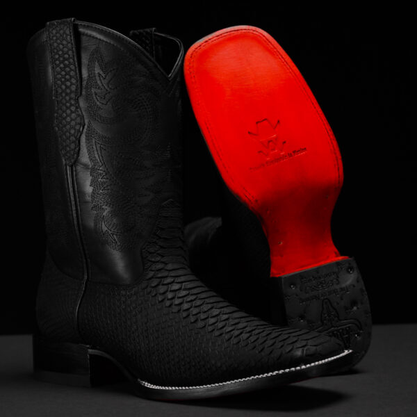 Matte Black Python - Square Toe