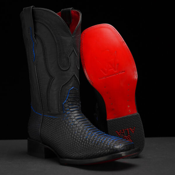 Black/Blue Python – Square Toe