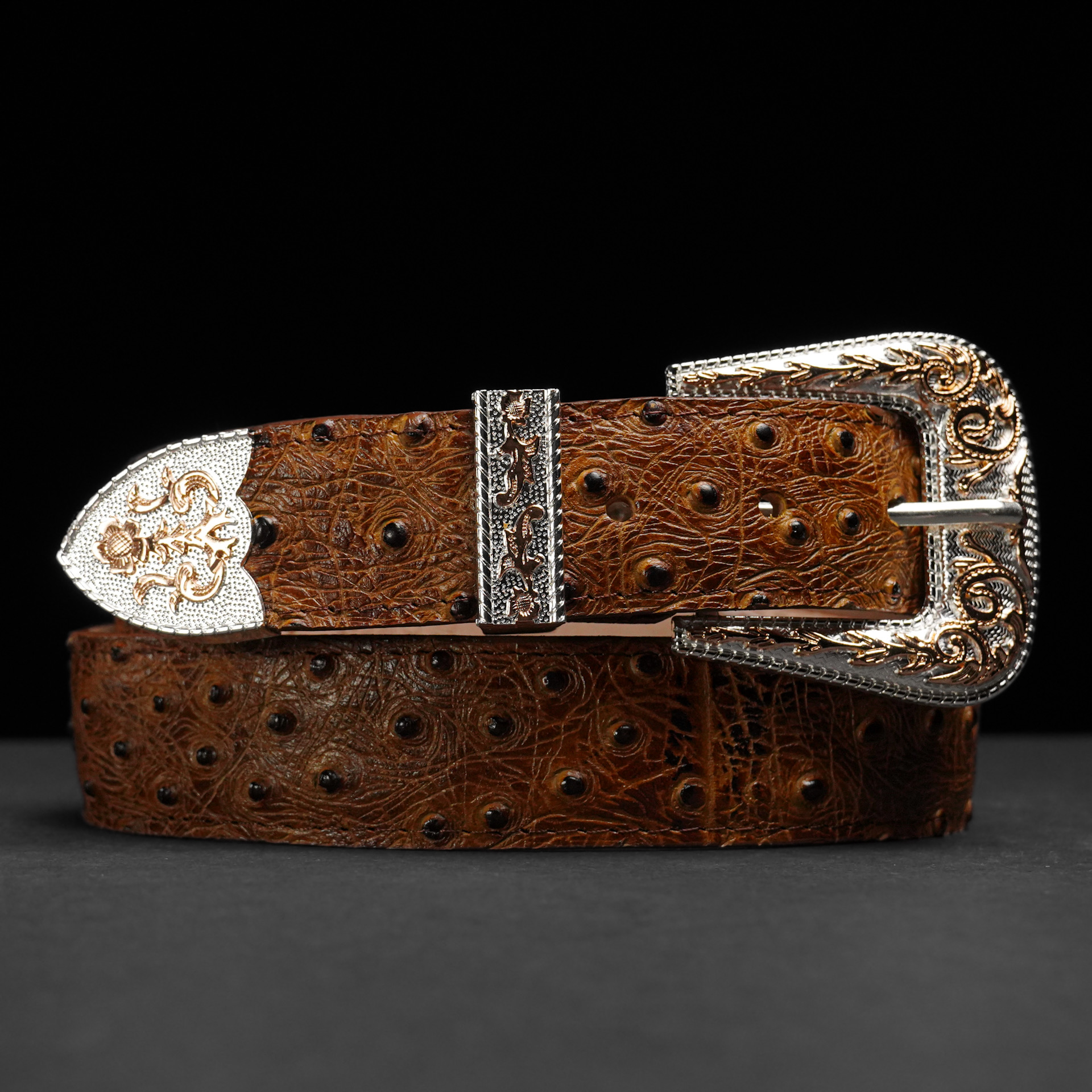Honey Ostrich Belt