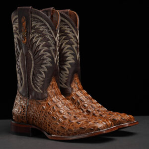 Honey Caiman Horn Back – Square Toe