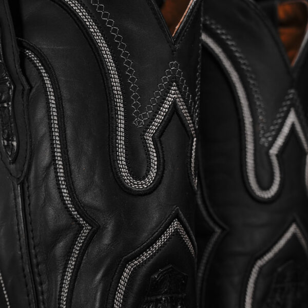 Black Caiman Horn Back - Square Toe - Image 3