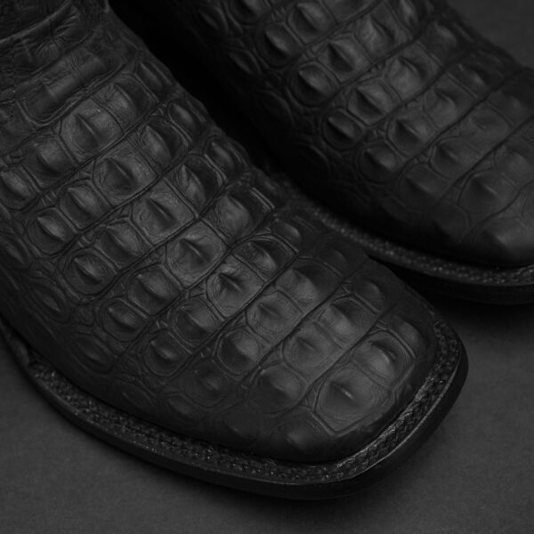 Black Caiman Horn Back - Square Toe - Image 2