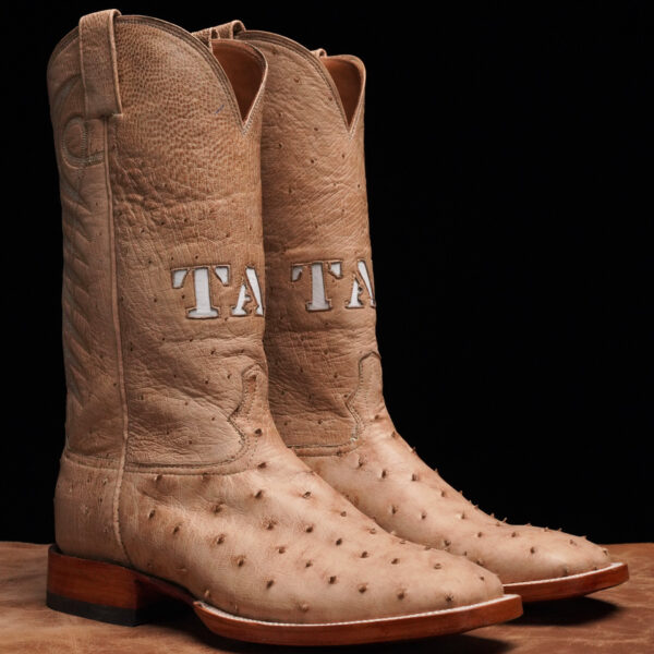 Custom Genuine Full Quill Tan Ostrich - Square Toe