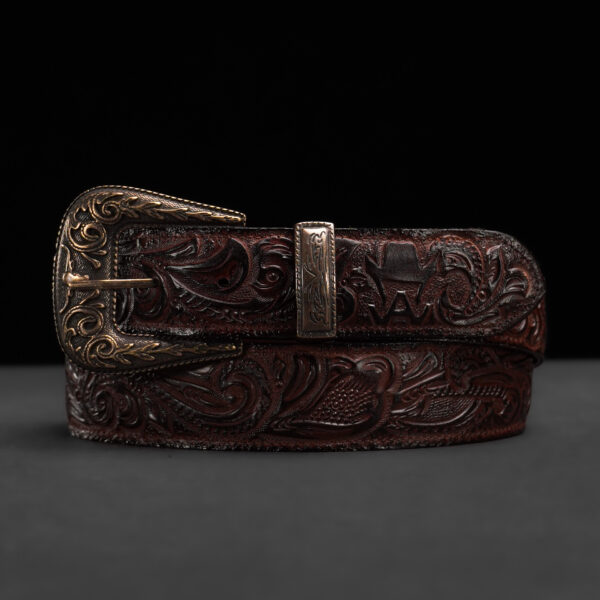 Brown Alfa Hand Tooled Belt