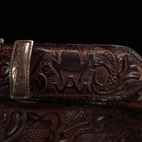 Brown Alfa Hand Tooled Belt - Image 3