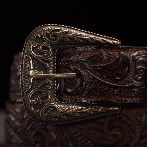 Brown Alfa Hand Tooled Belt - Image 2