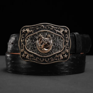 Genuine Black Ostrich Belt