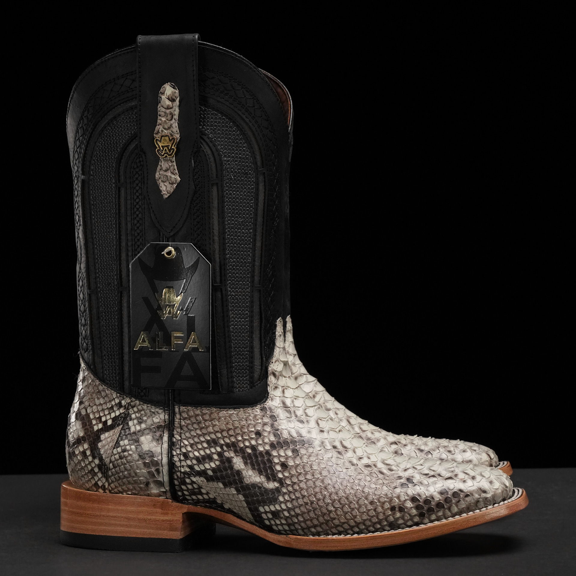 AUTHENTIC Natural Python – Square Toe (FREE Boot Jack) – Alfa