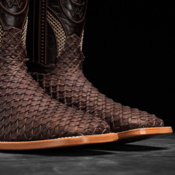 Brown Basketweave – Square Toe - Image 4