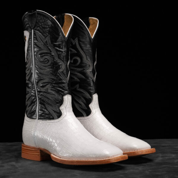 Genuine White Caiman Belly - Square Toe (Made In USA)