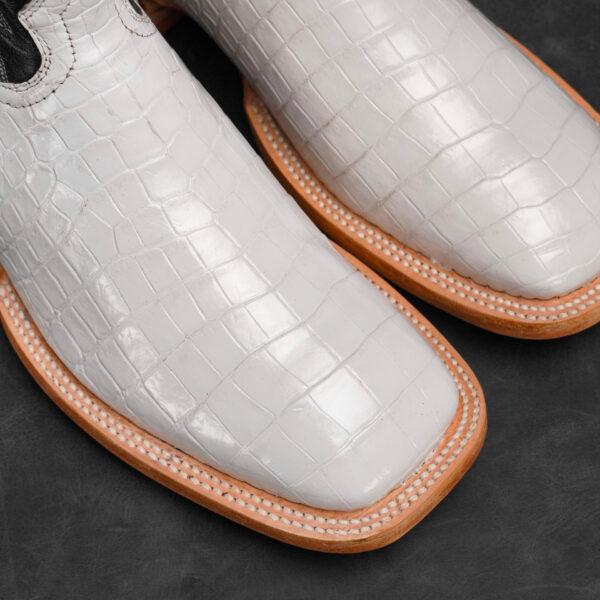 Genuine White Caiman Belly - Square Toe (Made In USA) - Image 2
