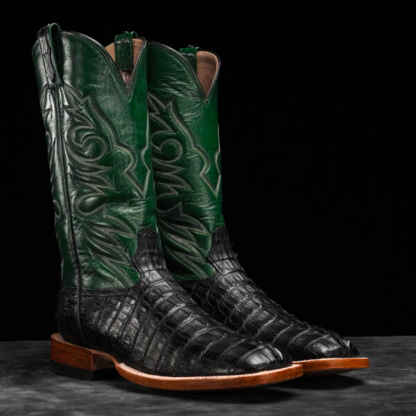 Genuine Black Caiman Tail - Square Toe (Made In USA)