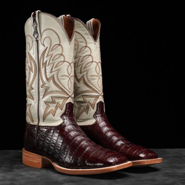 Genuine Brown Caiman Belly - Square Toe (Made In USA)