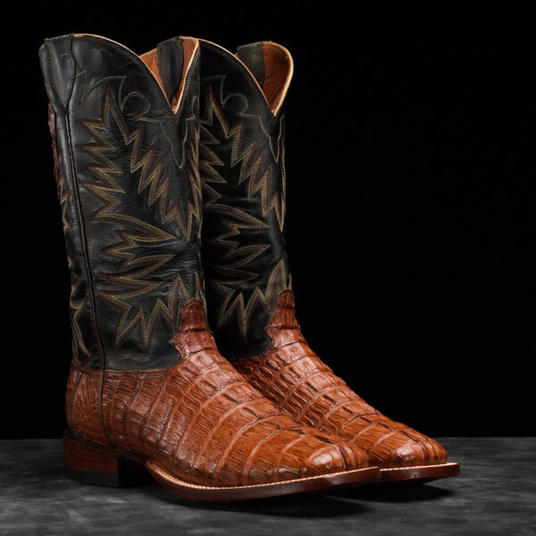 Genuine Honey Caiman Tail - Square Toe (Made In USA)