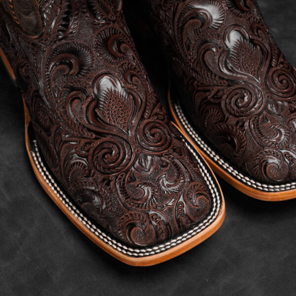 Brown Alfa Hand Tooled – Square Toe - Image 3