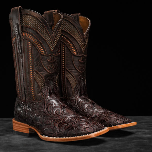 Brown Alfa Hand Tooled – Square Toe