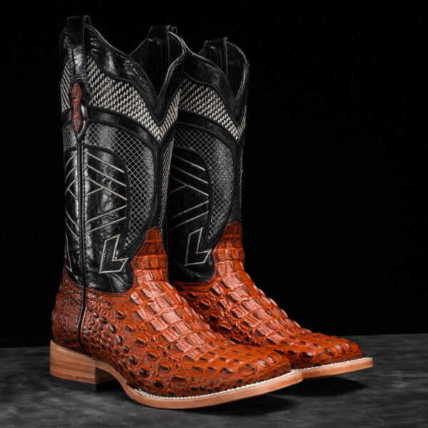 Cognac Caiman Horn Back - Square Toe