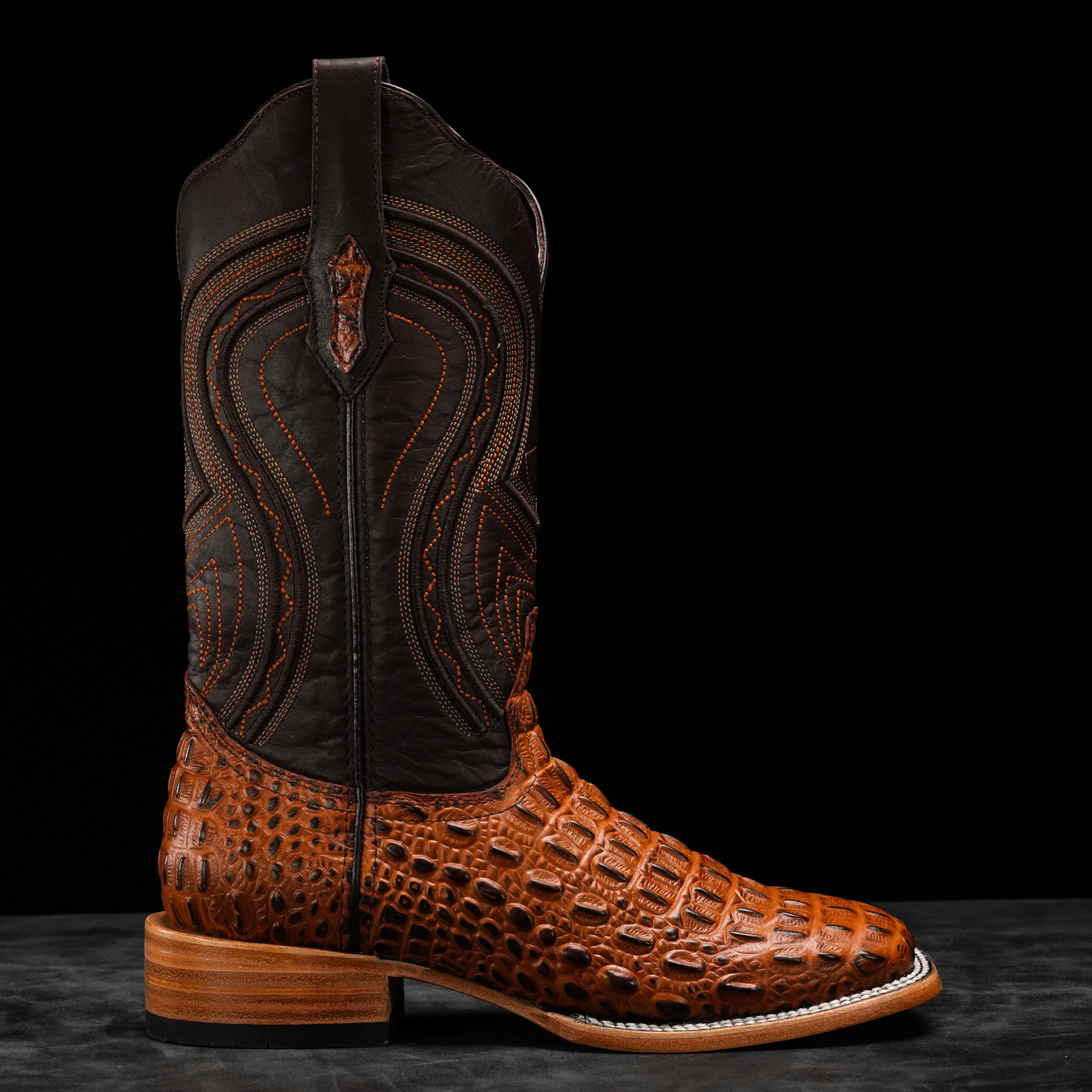 Cognac Caiman Horn Back - Square Toe - Image 4