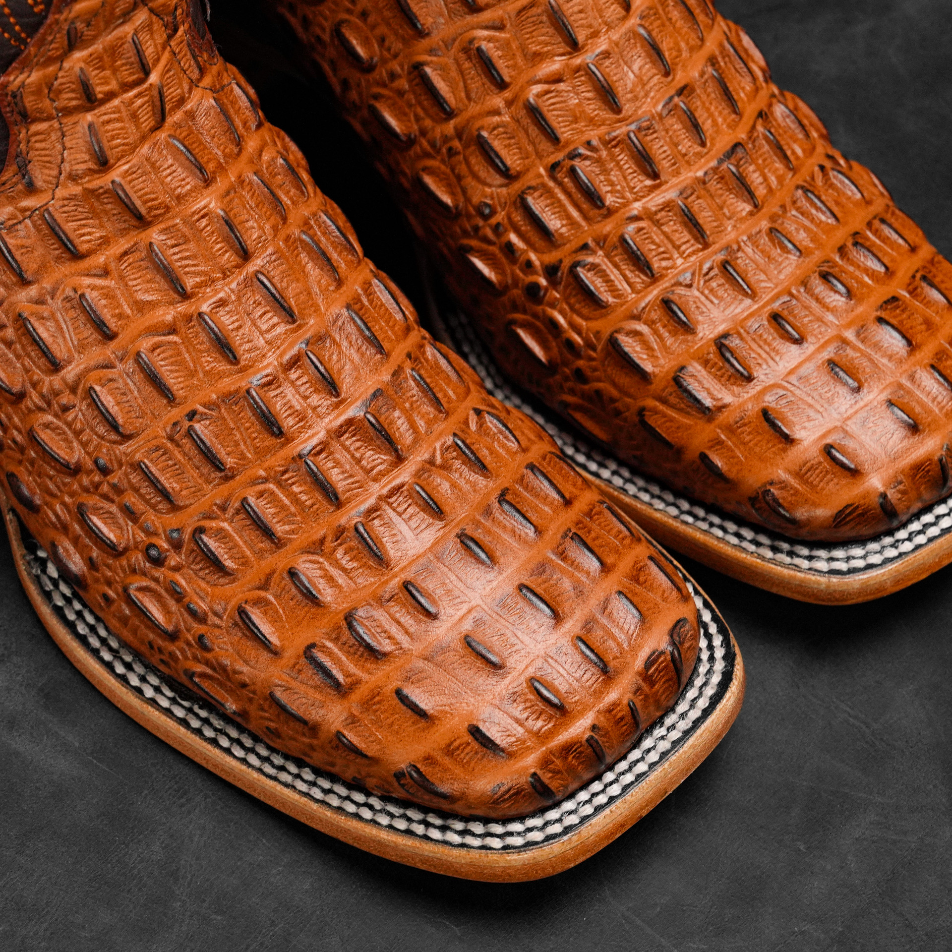 Cognac Caiman Horn Back - Square Toe - Image 2