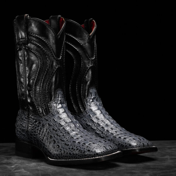 Gray Caiman Horn Back – Square Toe