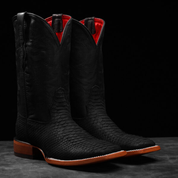 Matte Black Python - Square Toe