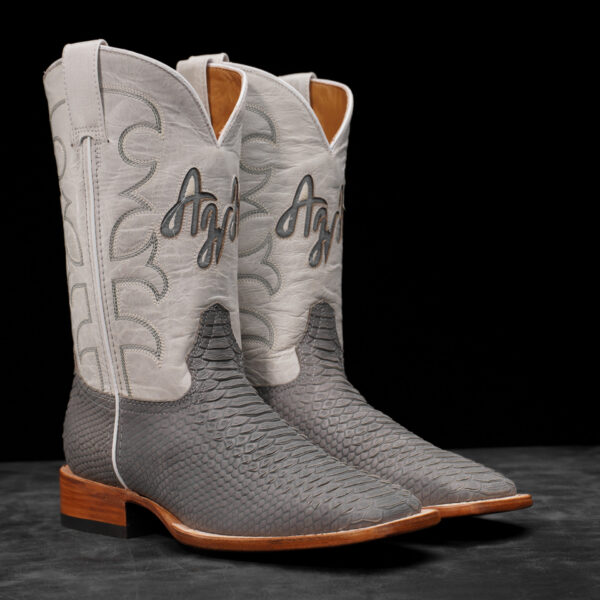 Matte Gray Python - Square Toe