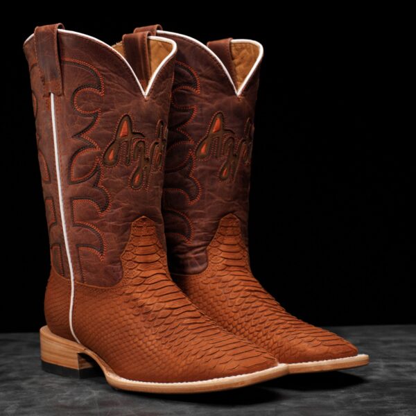 Matte Cognac Python - Square Toe
