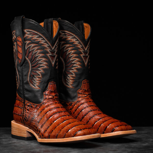 Cognac Caiman Belly - Square Toe