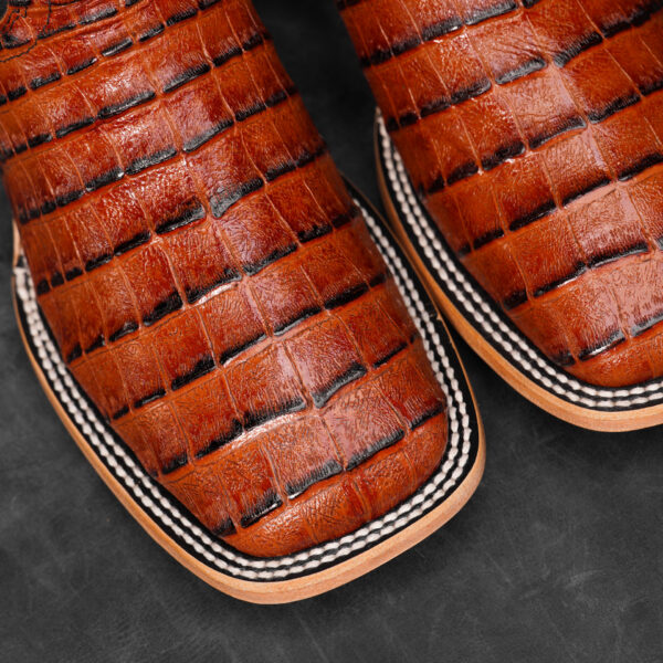 Cognac Caiman Belly - Square Toe - Image 3
