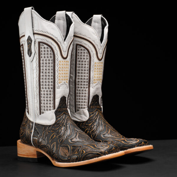 Tan Safari Hand Tooled – Square Toe