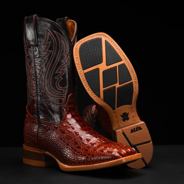 Cognac Caiman Horn Back - Square Toe