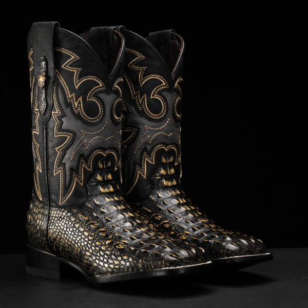 Tan Safari Caiman Horn Back – Square Toe