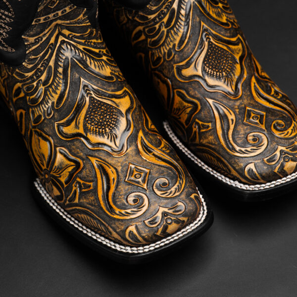 Tan Safari Hand Tooled – Square Toe - Image 3