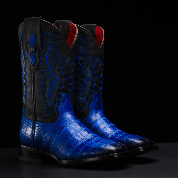 Royal Blue Alligator Belly - Square Toe