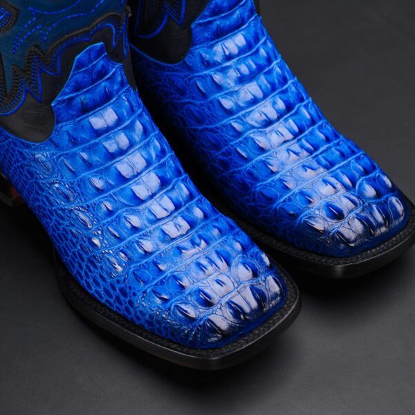 Royal Blue Caiman Horn Back - Square Toe - Image 3