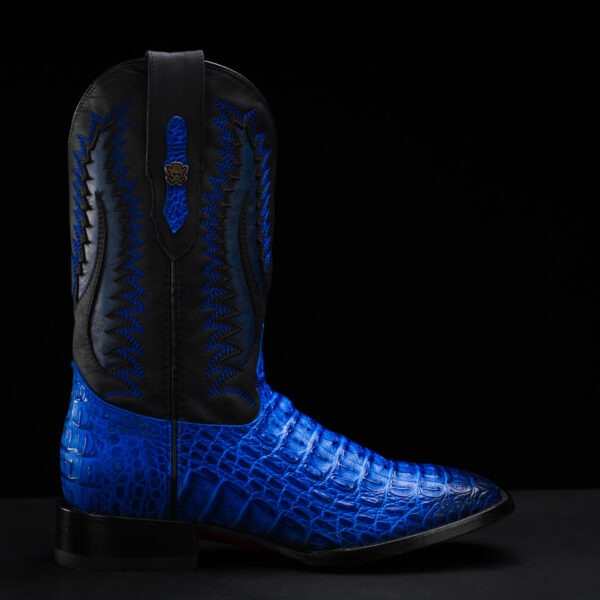 Royal Blue Caiman Horn Back - Square Toe - Image 2