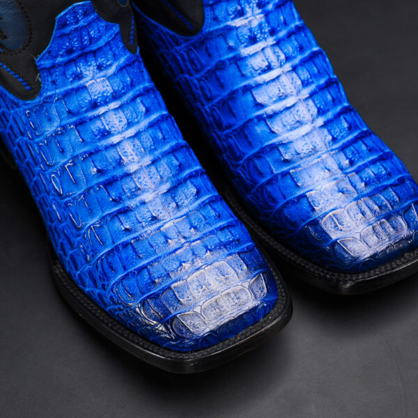 Royal Blue Caiman Horn Back - Square Toe - Image 3