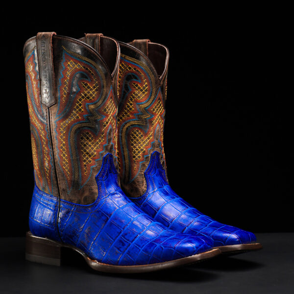 Royal Blue Alligator Belly - Square Toe