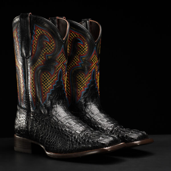 Black Caiman Neck - Square Toe
