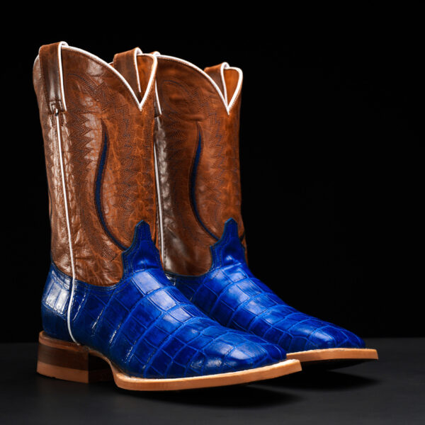 Royal Blue Alligator Belly - Square Toe