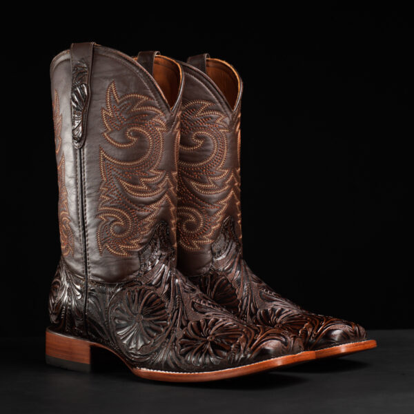 Brown Alfa Hand Tooled – Square Toe