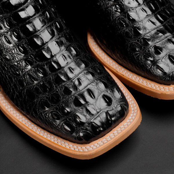 Black Caiman Horn Back - Square Toe - Image 3