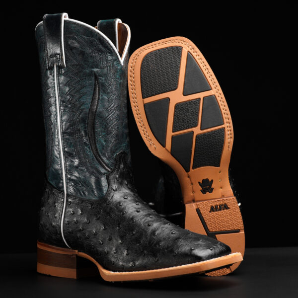 Black Ostrich – Square Toe