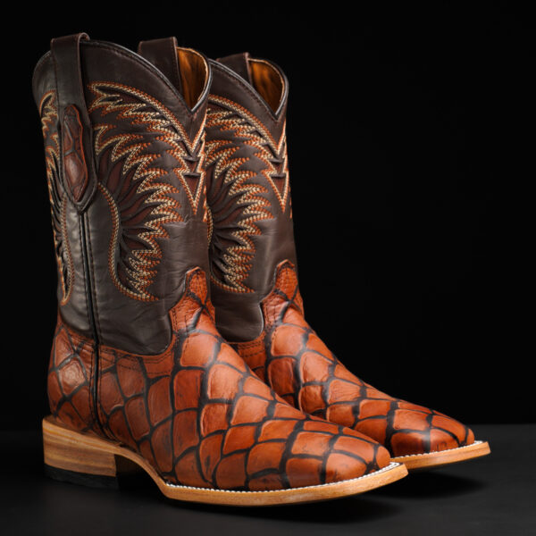 Matte Cognac Fish Scale – Square Toe