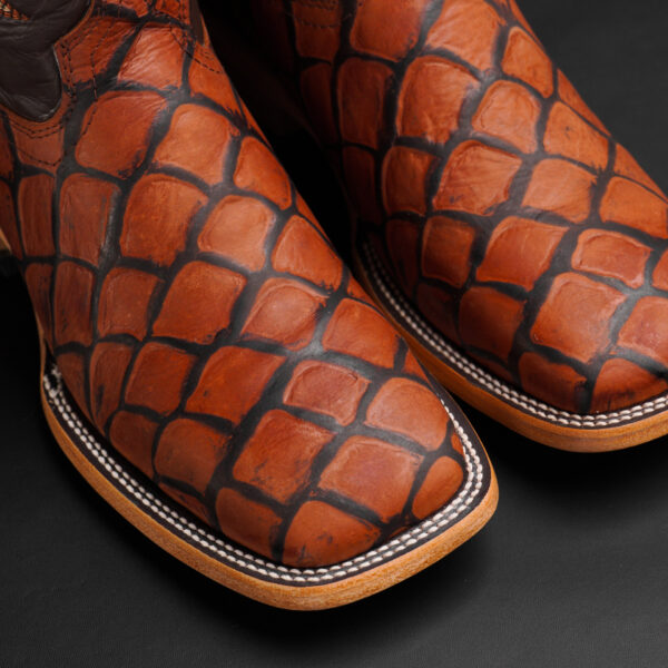 Matte Cognac Fish Scale – Square Toe - Image 3