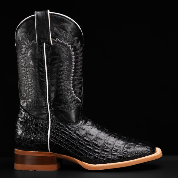Black Caiman Horn Back - Square Toe - Image 2
