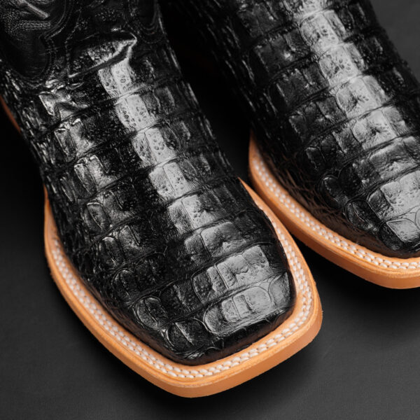Black Caiman Horn Back - Square Toe - Image 3