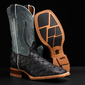 Matte Black Pirarucu – Square Toe