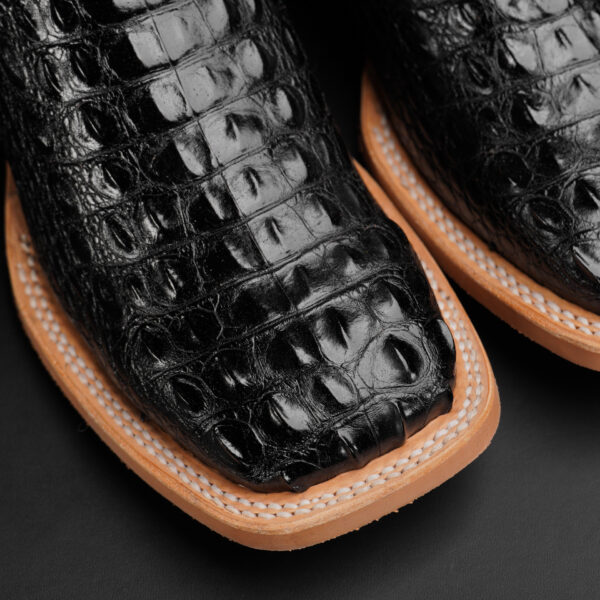 Black Caiman Horn Back - Square Toe - Image 3