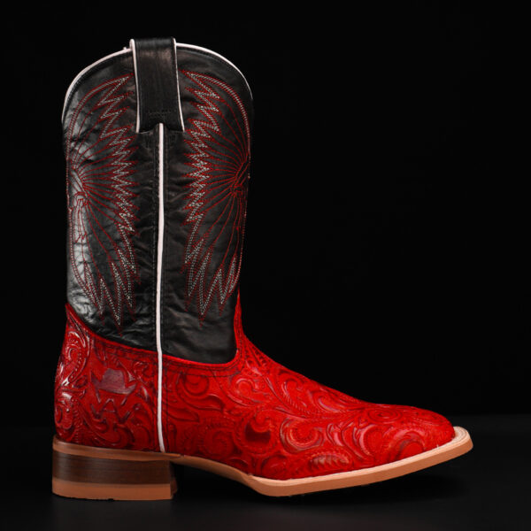 Red "Alfa" Hand Tooled – Square Toe - Image 2